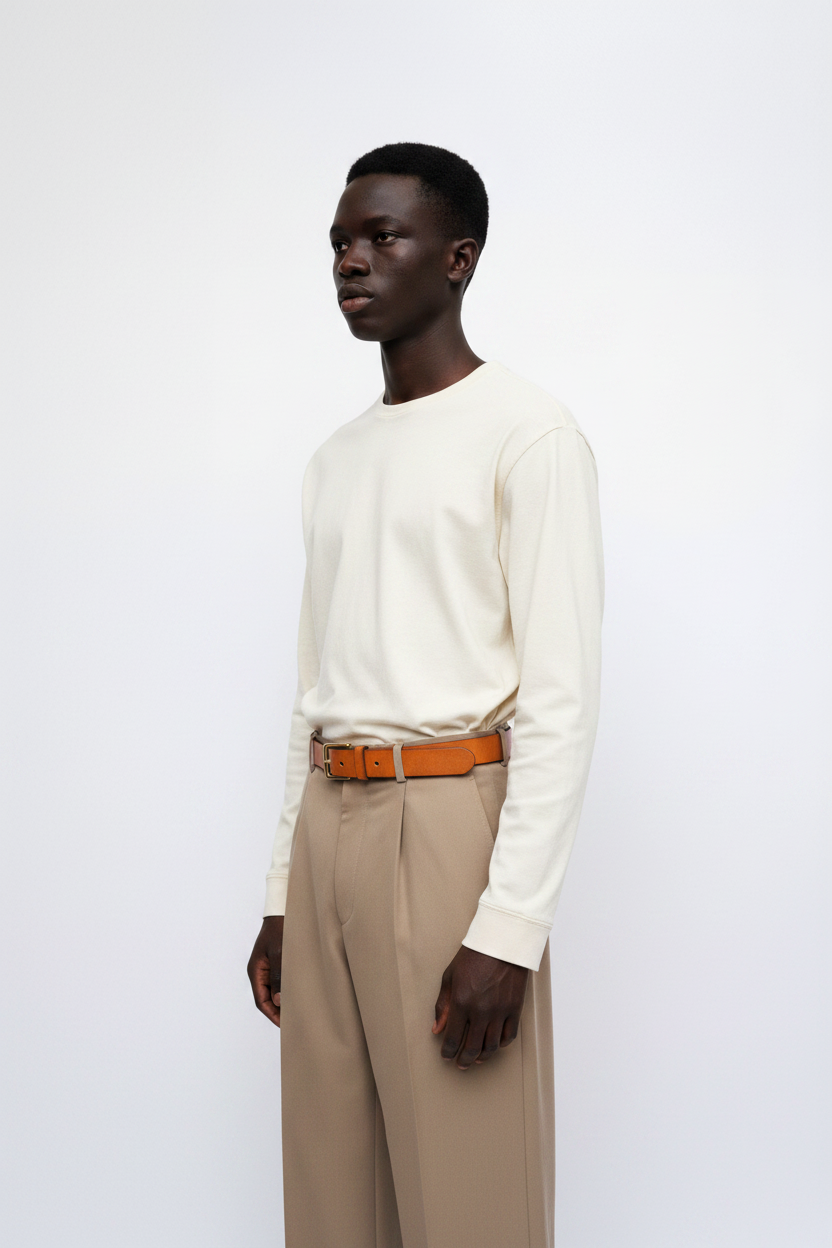 The Leather Belt, Cognac — Side Profile