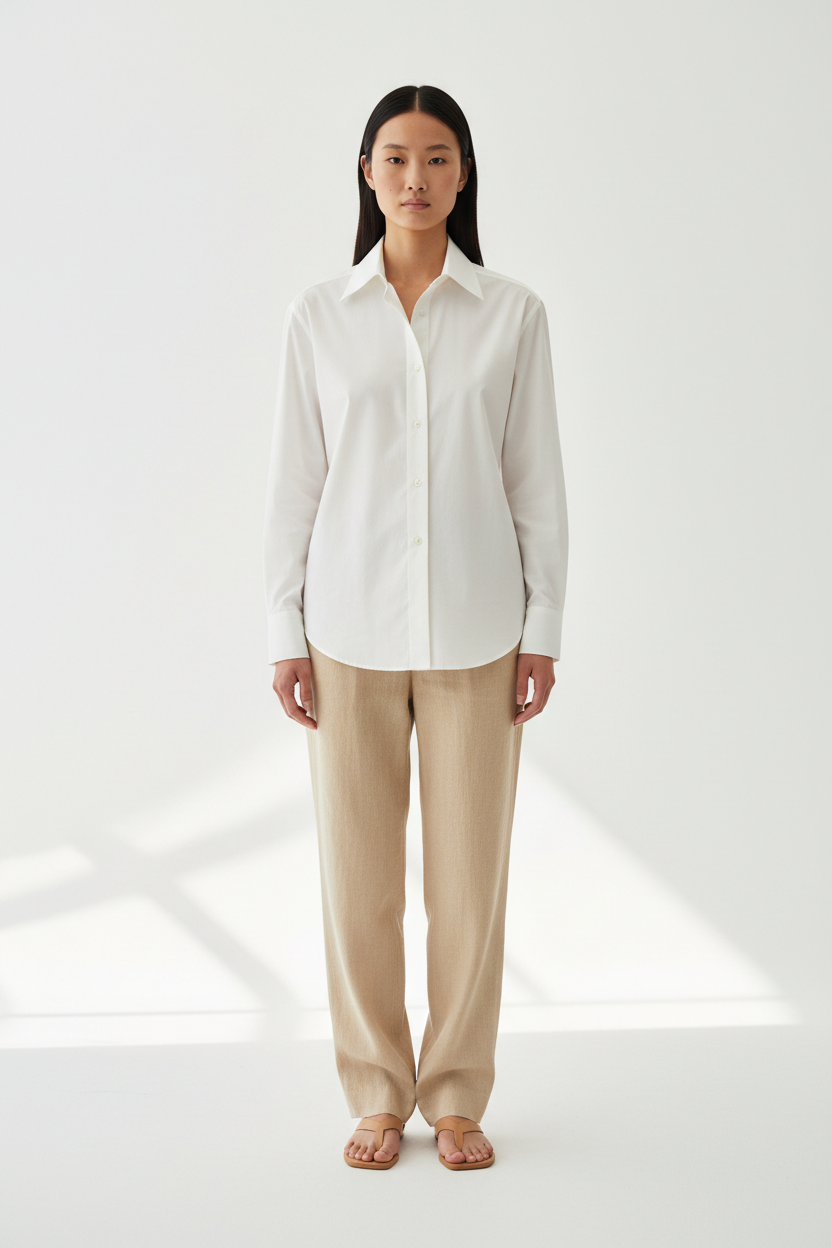 The Poplin Button-Down — Front Full-Body