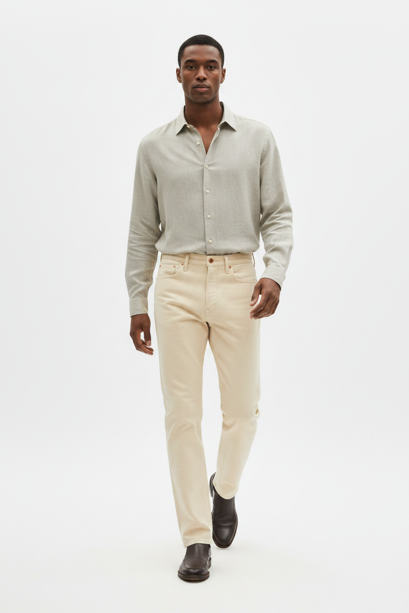 The Straight-Leg Jean, Ecru — Walking Motion