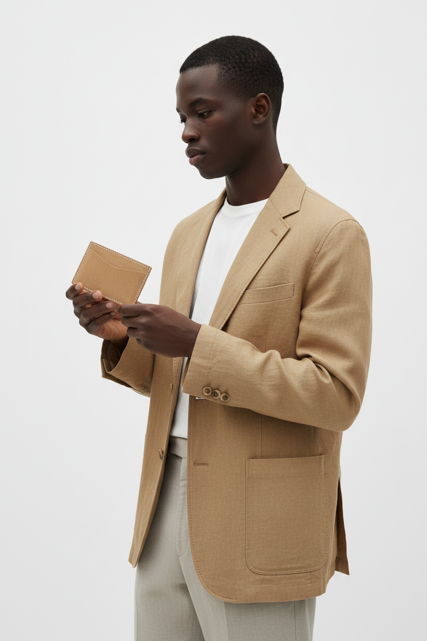The Suede Card Holder – Side Profile