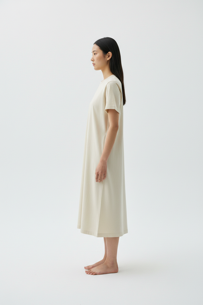 The T-Shirt Dress — Bone — Side Profile