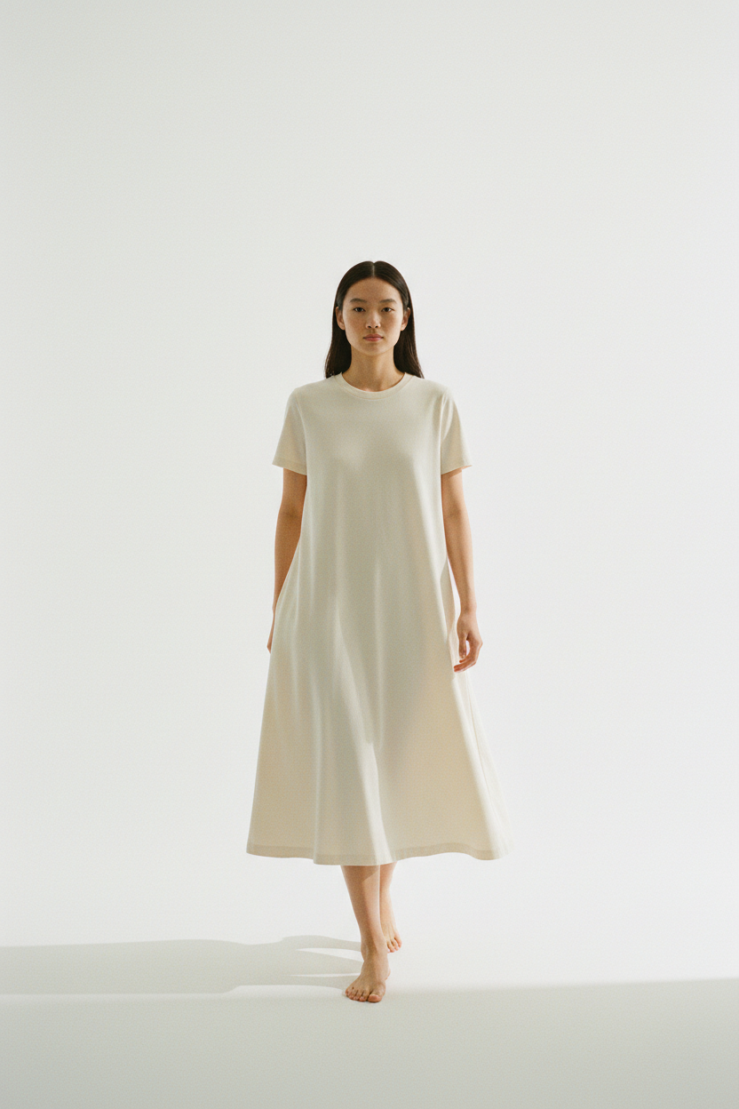 The T-Shirt Dress — Bone — Walking Motion