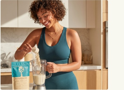 Preparing a LyfeFuel shake in a blender