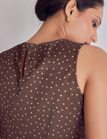 Cocoa Polka Satin Buckled Top