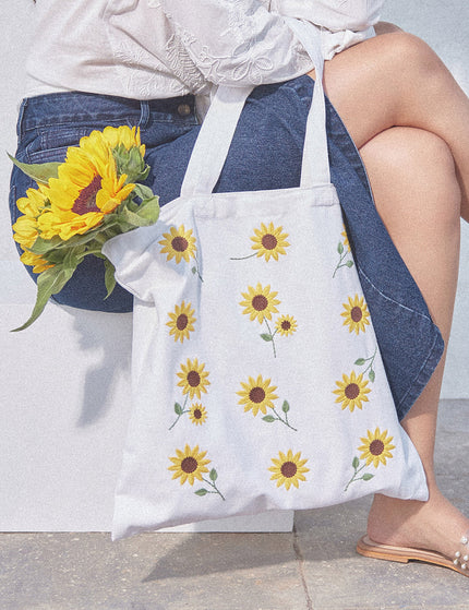 Embroidered Sunflower Tote