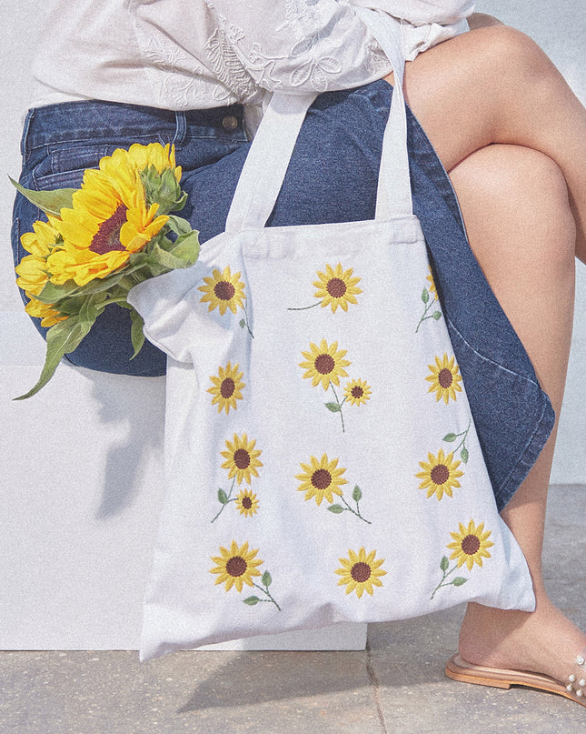 Embroidered Sunflower Tote
