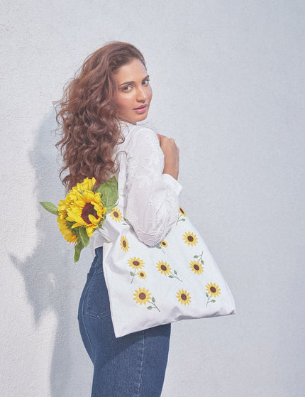 Embroidered Sunflower Tote