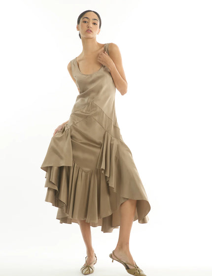 Sable & Silk Maxi Dress - Taupe