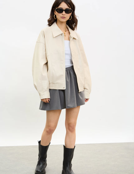 Velour Maison Leather Jacket - Ivory