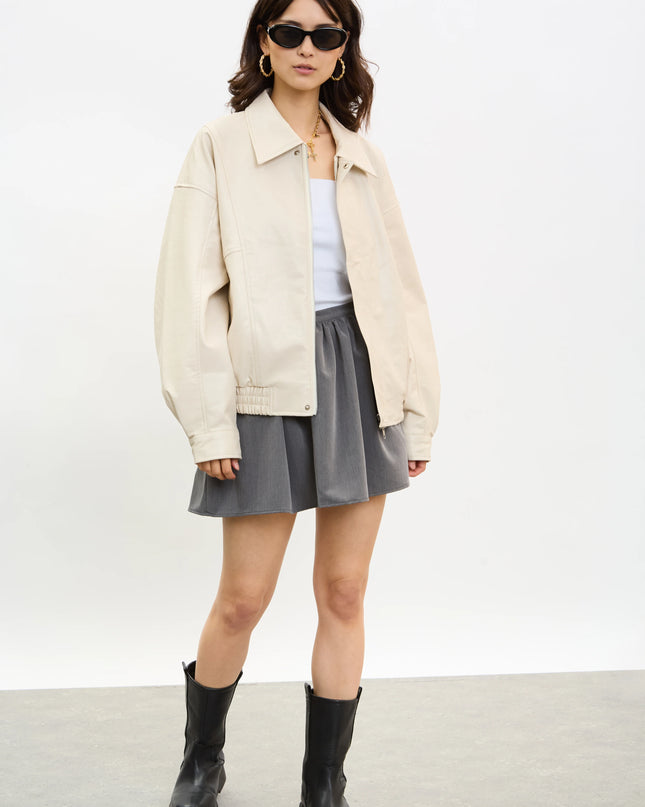 Velour Maison Leather Jacket - Ivory