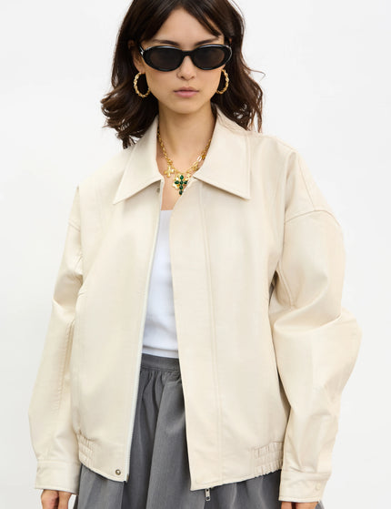 Velour Maison Leather Jacket - Ivory