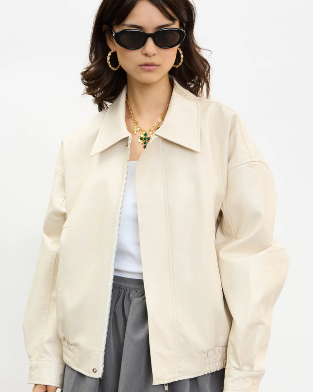Velour Maison Leather Jacket - Ivory