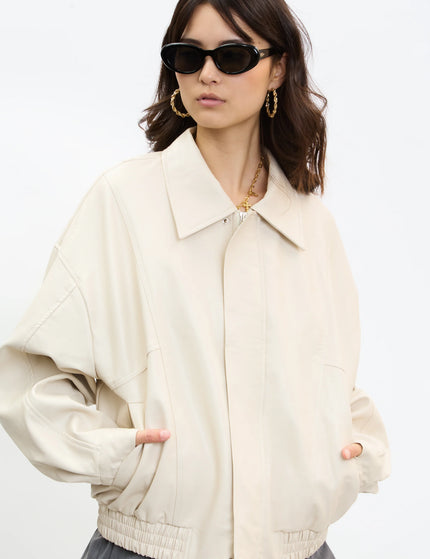 Velour Maison Leather Jacket - Ivory