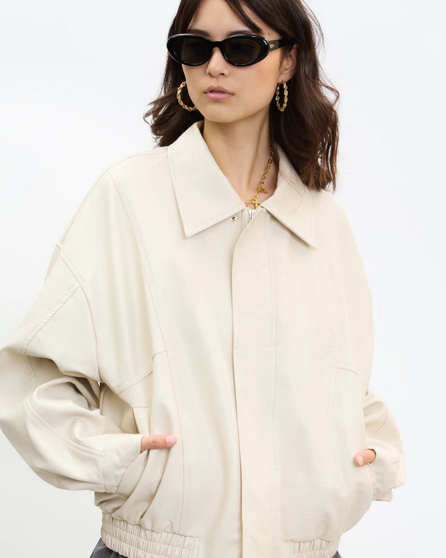 Velour Maison Leather Jacket - Ivory
