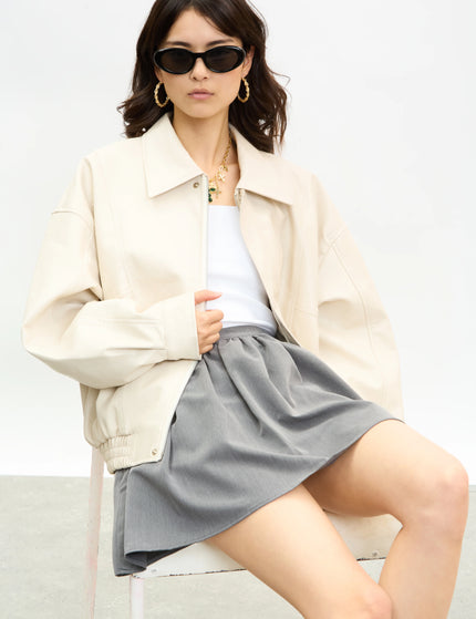 Velour Maison Leather Jacket - Ivory