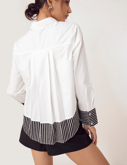 White Striped Flared Back Shirt