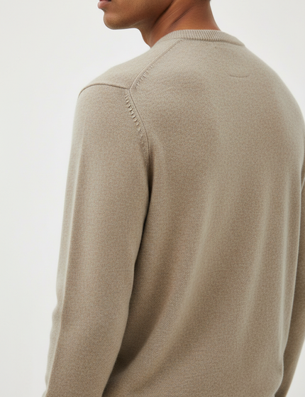 Cashmere Crew Sweater — Fabric Detail Back Angle