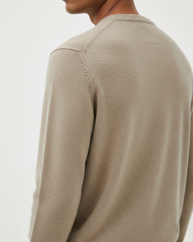 Cashmere Crew Sweater — Fabric Detail Back Angle