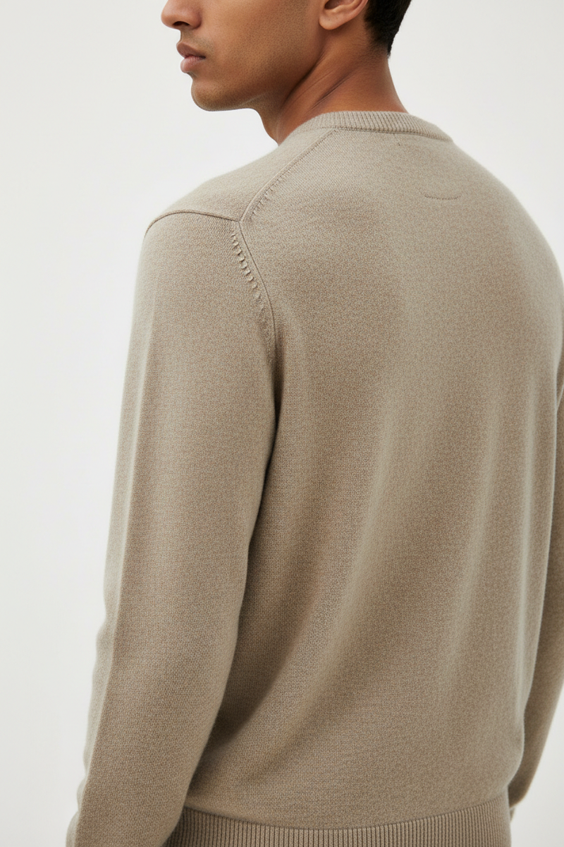 Cashmere Crew Sweater — Fabric Detail Back Angle