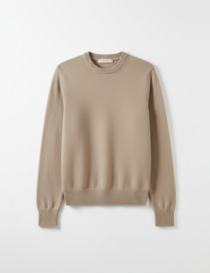 Cashmere Crew Sweater — Stone Packshot