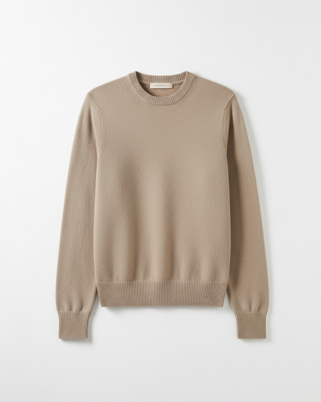 Cashmere Crew Sweater — Stone Packshot