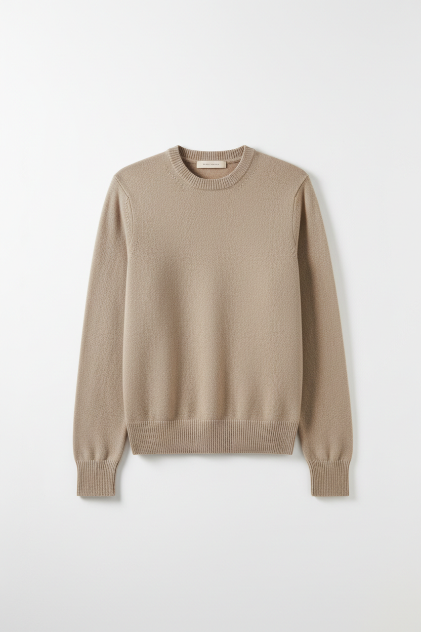 Cashmere Crew Sweater — Stone Packshot