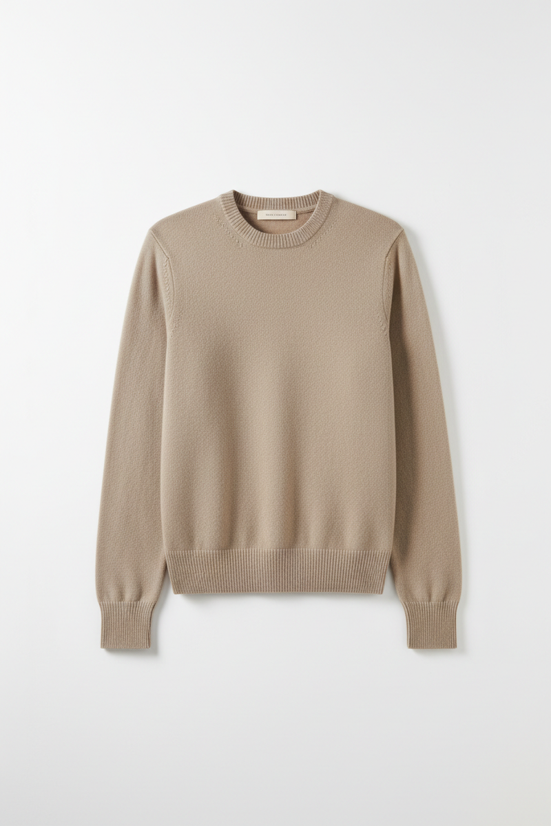 Cashmere Crew Sweater — Stone Packshot
