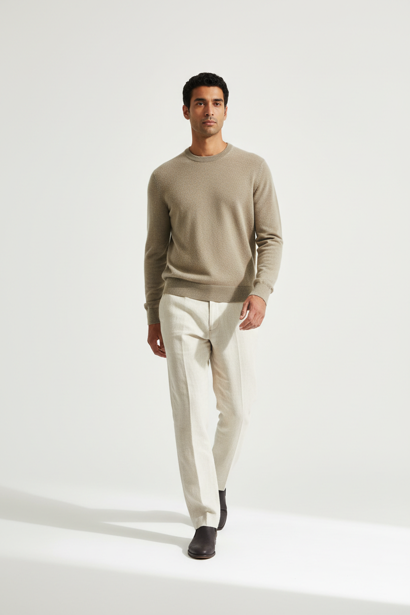 Cashmere Crew Sweater — Walking Motion
