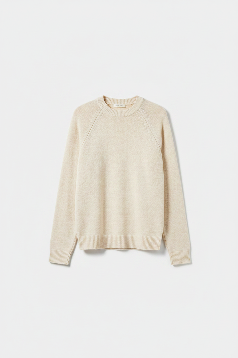 Cotton-Linen Crew — Bone Packshot