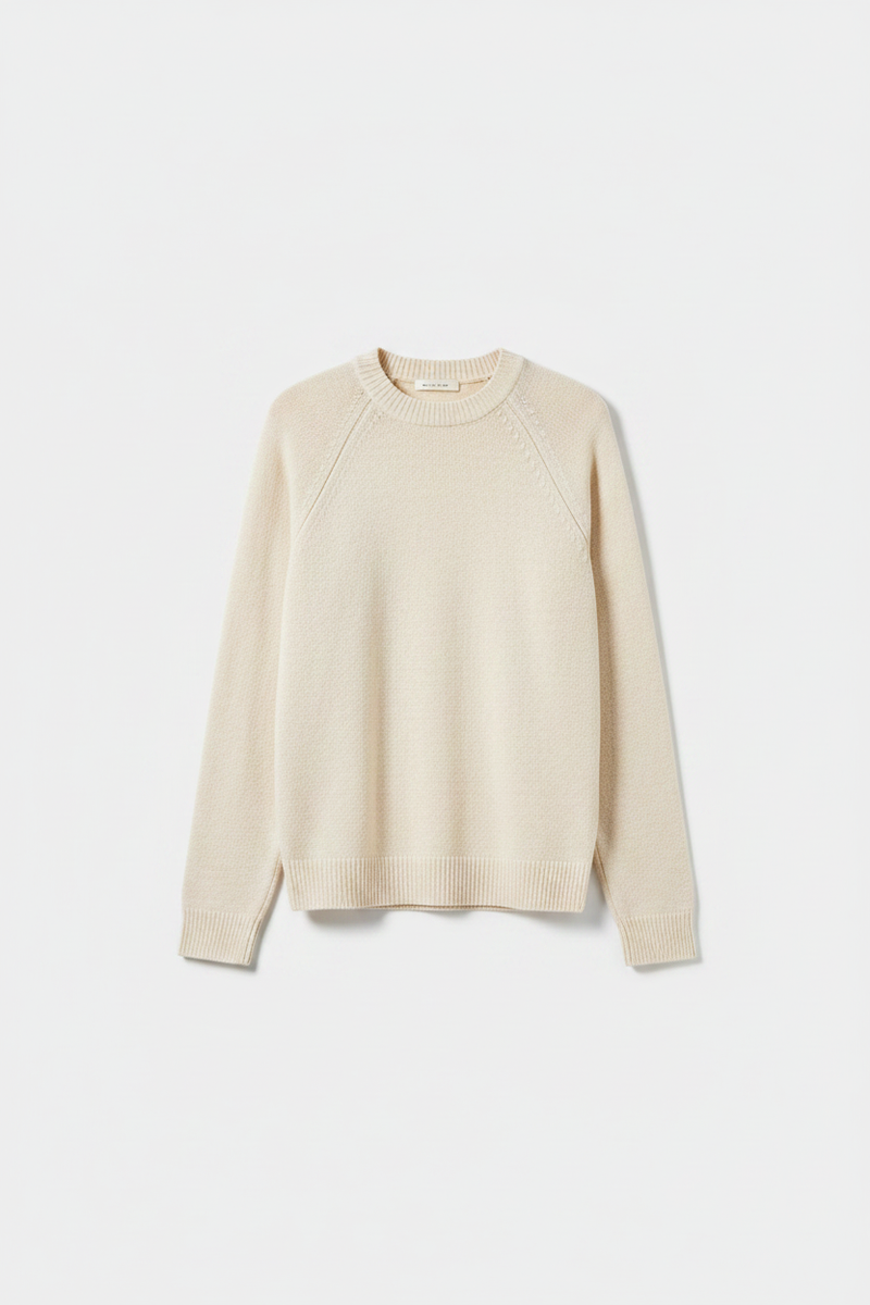Cotton-Linen Crew — Bone Packshot