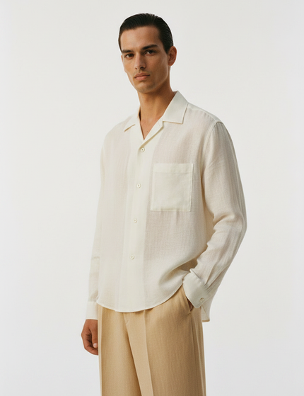 Cropped Fabric Detail – The Linen Camp Shirt