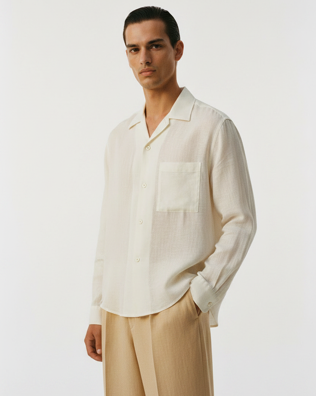 Cropped Fabric Detail – The Linen Camp Shirt