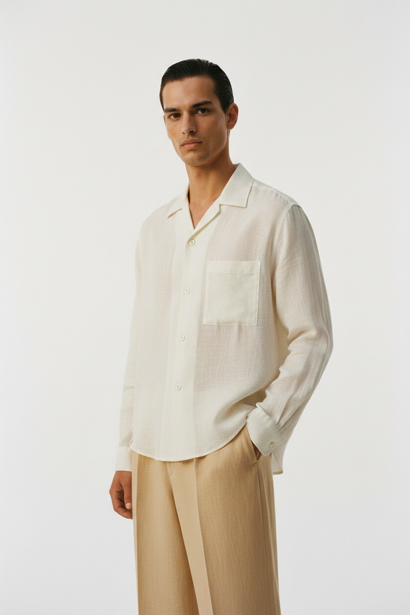 Cropped Fabric Detail – The Linen Camp Shirt