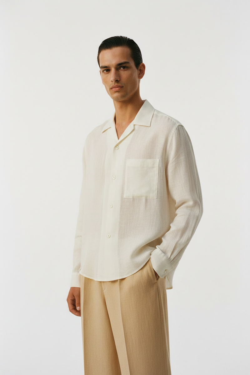Cropped Fabric Detail – The Linen Camp Shirt