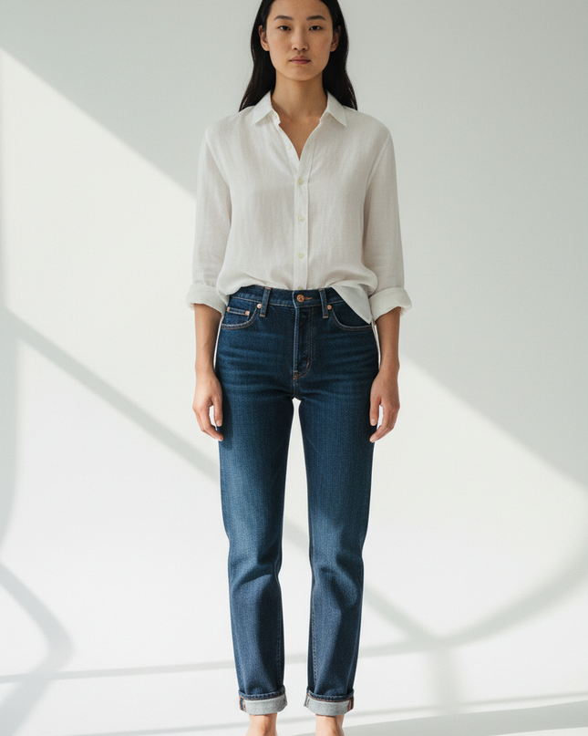 Front Full-Body — The Straight-Leg Jean, Indigo