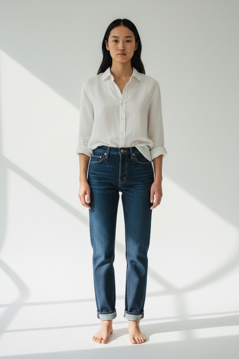 Front Full-Body — The Straight-Leg Jean, Indigo
