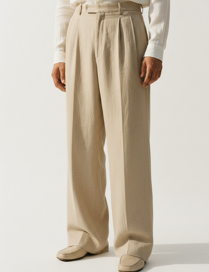 Linen Wide Trouser — Fabric Detail