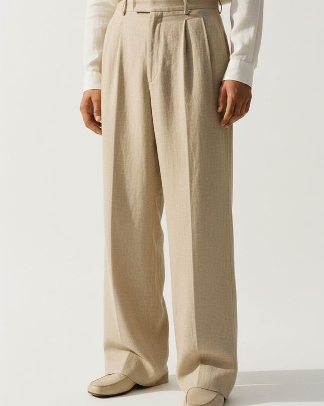 Linen Wide Trouser — Fabric Detail