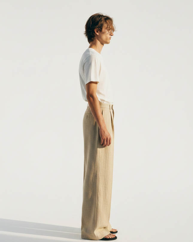 Linen Wide Trouser — Side Profile