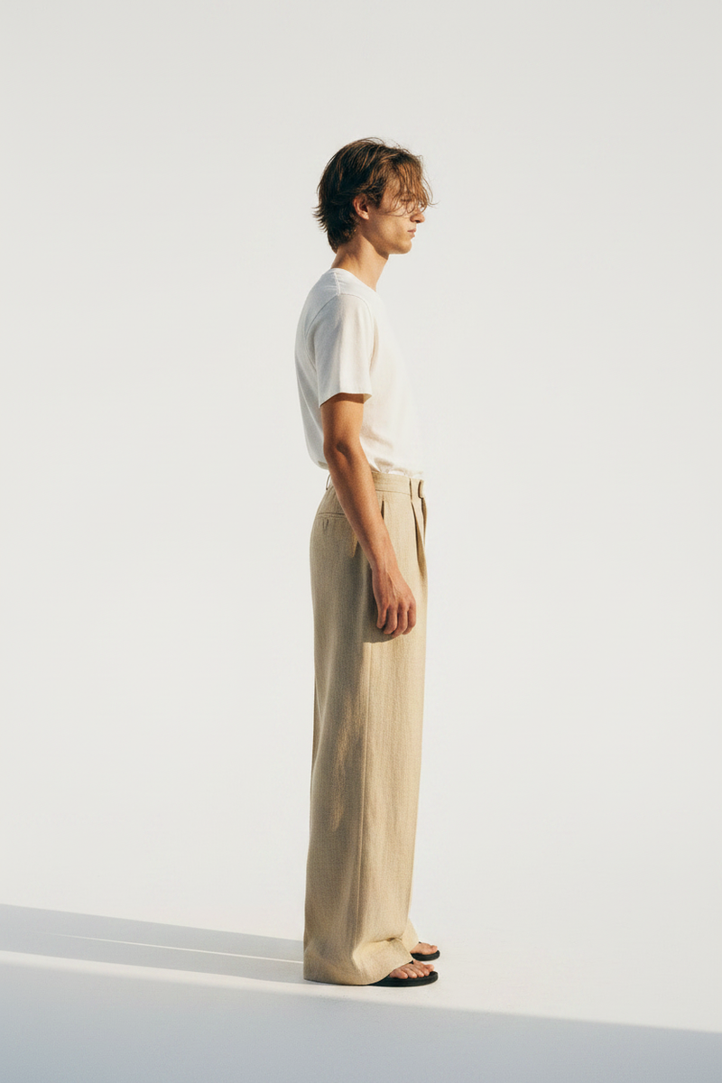 Linen Wide Trouser — Side Profile