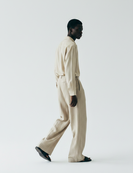 Linen Wide Trouser — Walking Motion