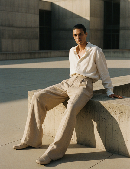 Seated Lifestyle — Linen Wide Trouser