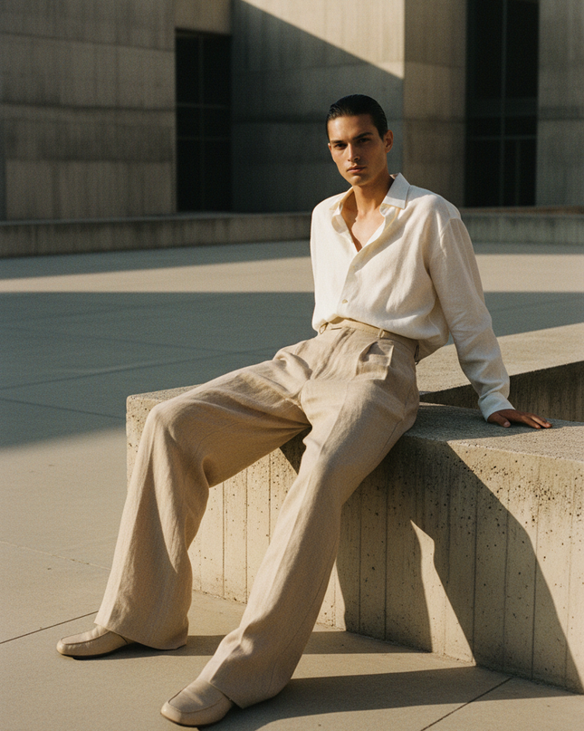 Seated Lifestyle — Linen Wide Trouser