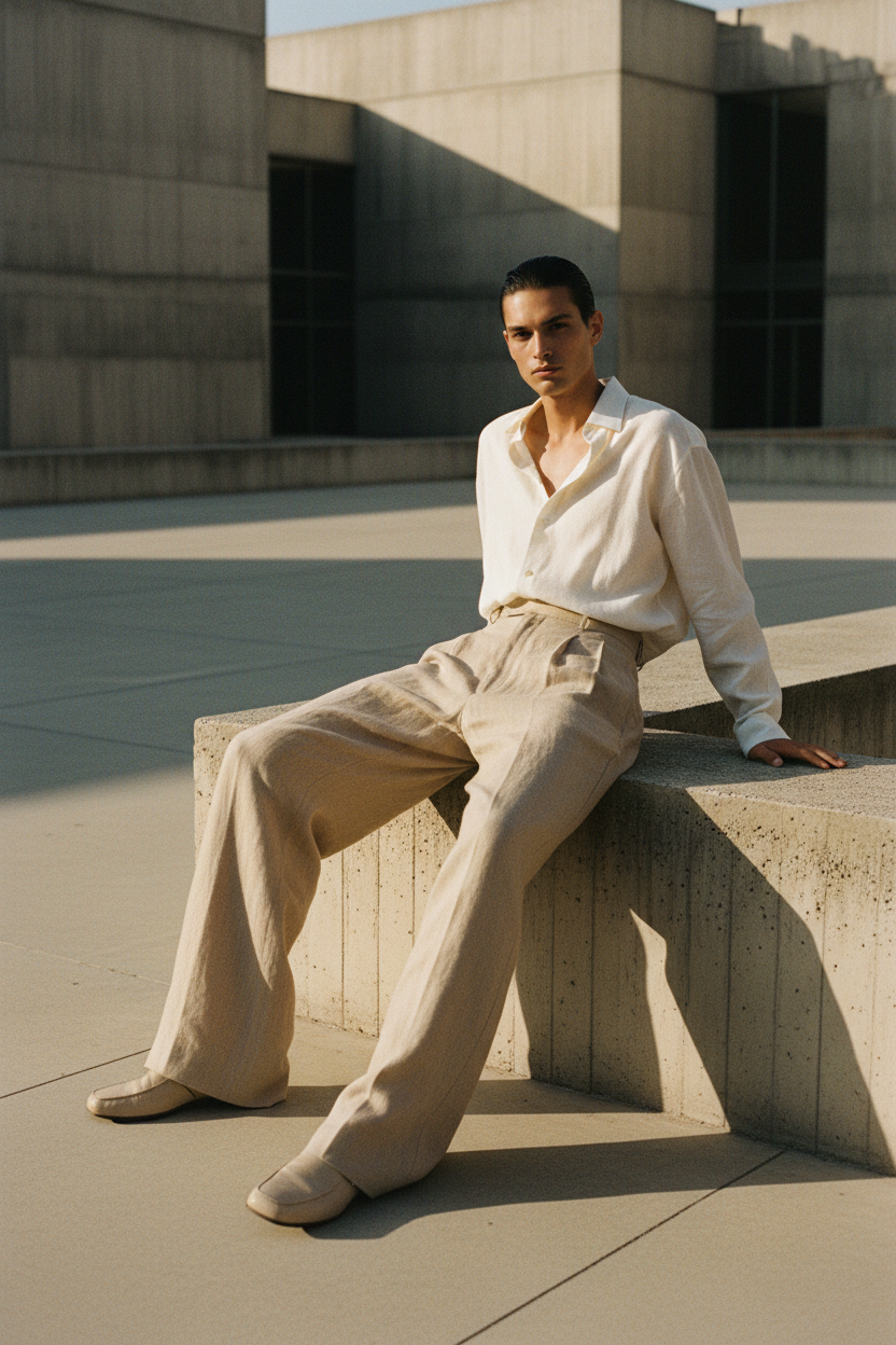 Seated Lifestyle — Linen Wide Trouser