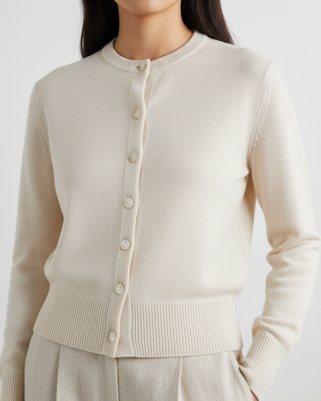 The Cardigan — Fabric Detail Portrait