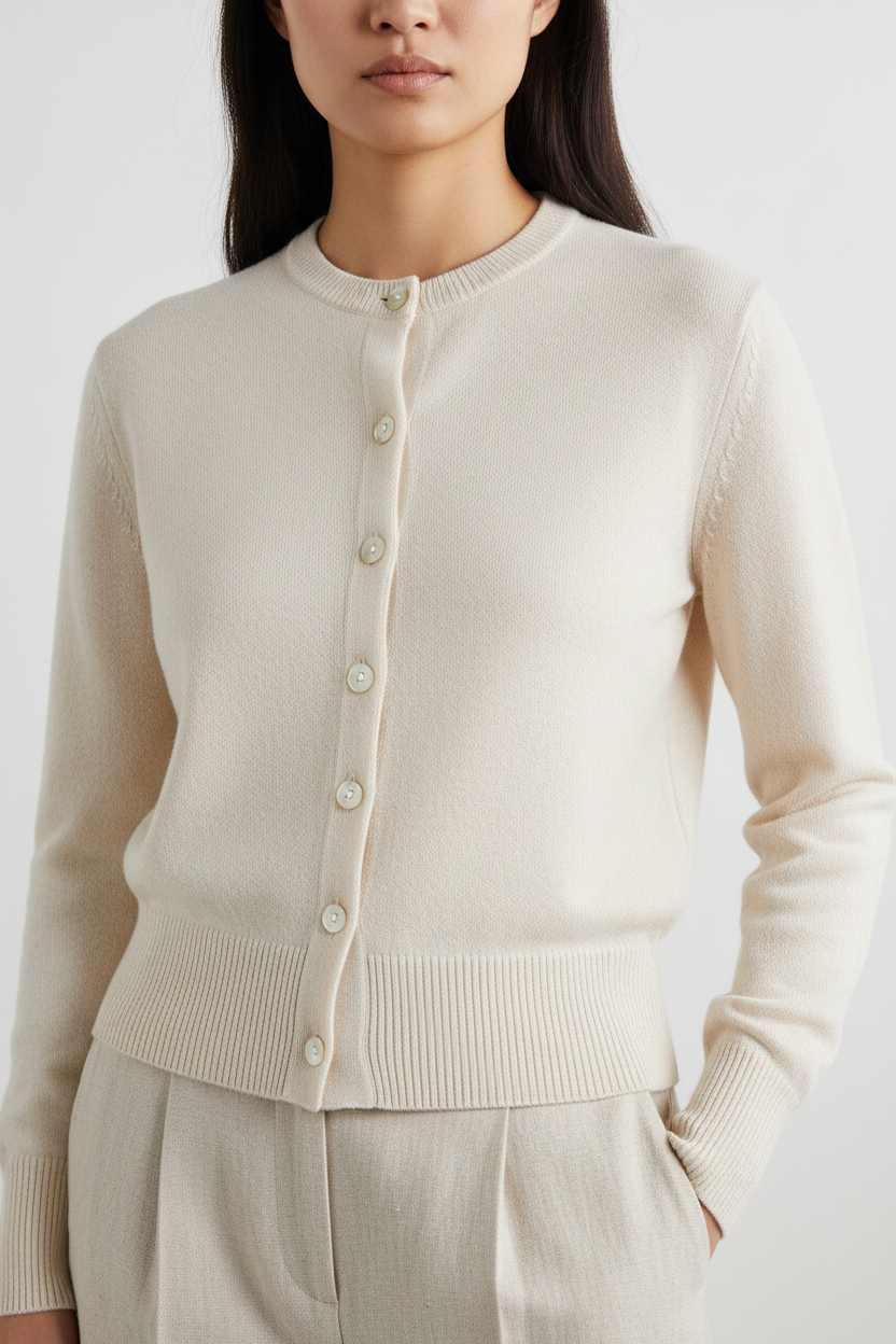 The Cardigan — Fabric Detail Portrait