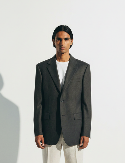 The Column Blazer — Front Full-Body