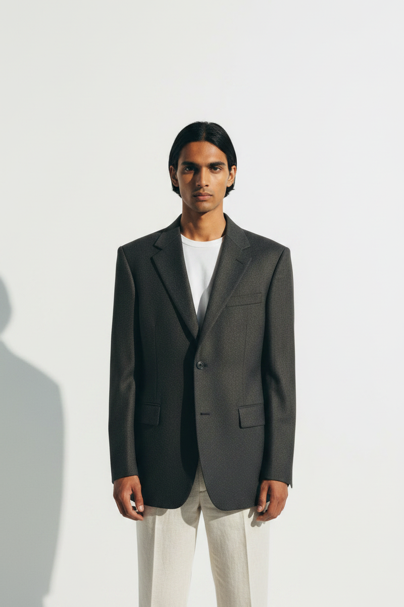 The Column Blazer — Front Full-Body