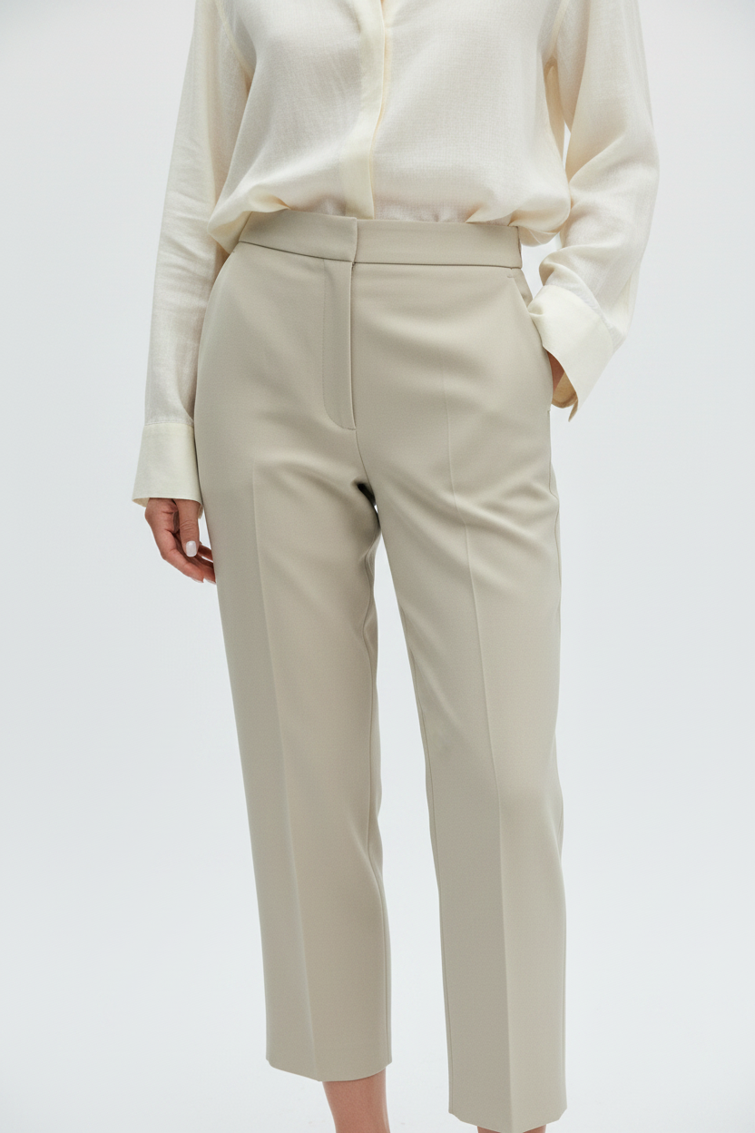 The Cropped Trouser — Fabric Detail Portrait