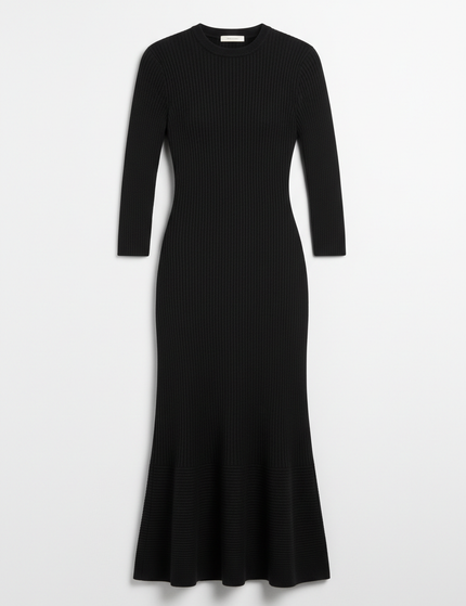 The Knit Midi — Standalone Packshot, Soft Black